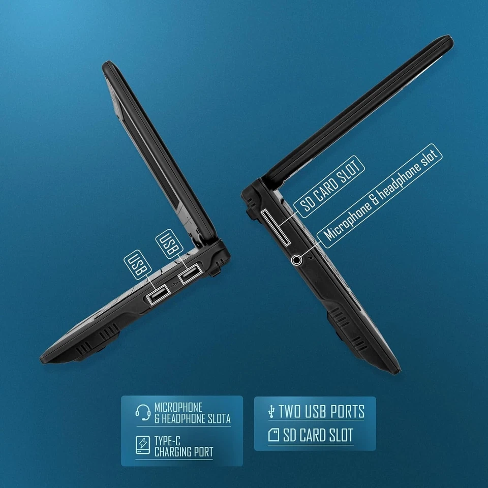 7'' Mini Laptop Computer Quad Core Android 12.0 Netbook 2GB RAM+32GB ROM For Kid - Image 3 of 4