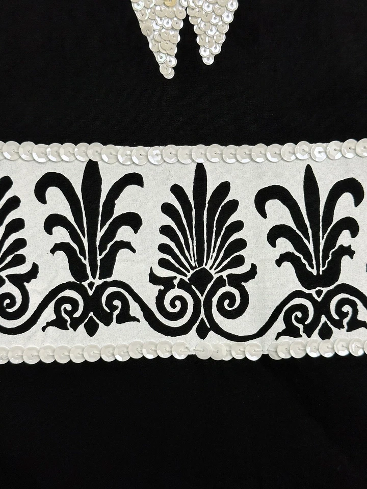 Soft Surroundings Vintage Black Paint Fish Beaded Stretch Midi Skirt Size L - Изображение 3 из 4