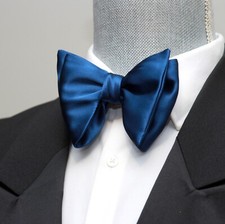 Men's Large Self-tied Bow Tie 100 Silk Big Butterfly Blue Solid S641