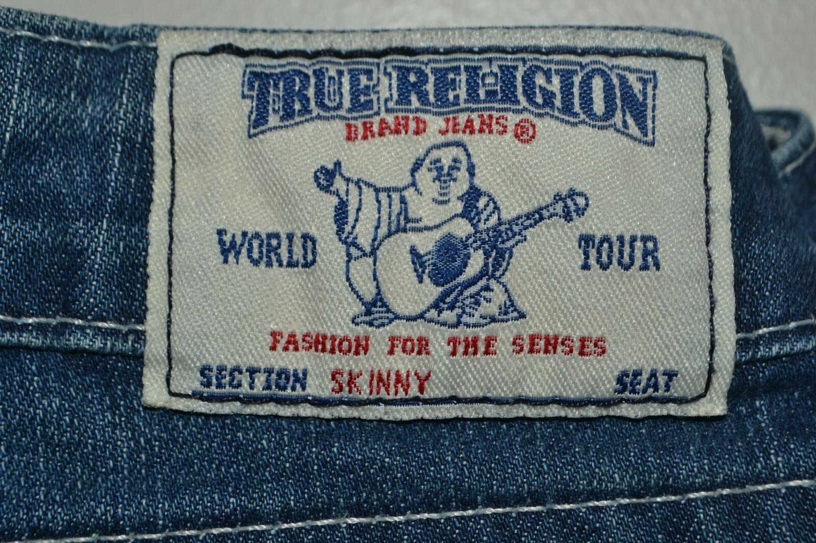True Religion Women's Skinny Pocket Flaps Blue Denim Jeans Sz 28x32 thumbnail 3