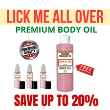 LICK ME All OVER TYPE Premium Perfume Body Oil Fragrance 1/3 Oz to 16 oz.