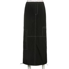 Gonna Lunga Cargo Da Donna Con Vita Regolabile Dritta Harajuku Casual