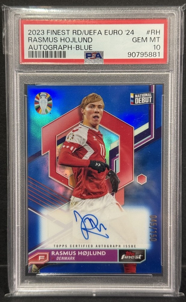 2023 Road to Euro 2024 Denmark Rasmus Hojlund Auto Blue PSA 10 #/150
