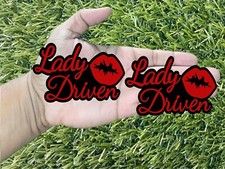 Red Lady Driven Red Lips On Glossy Black Emblem Badge Custom New