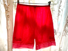 Vintage Silky Red Nylon Pettipants Panties Slip Sz. Small