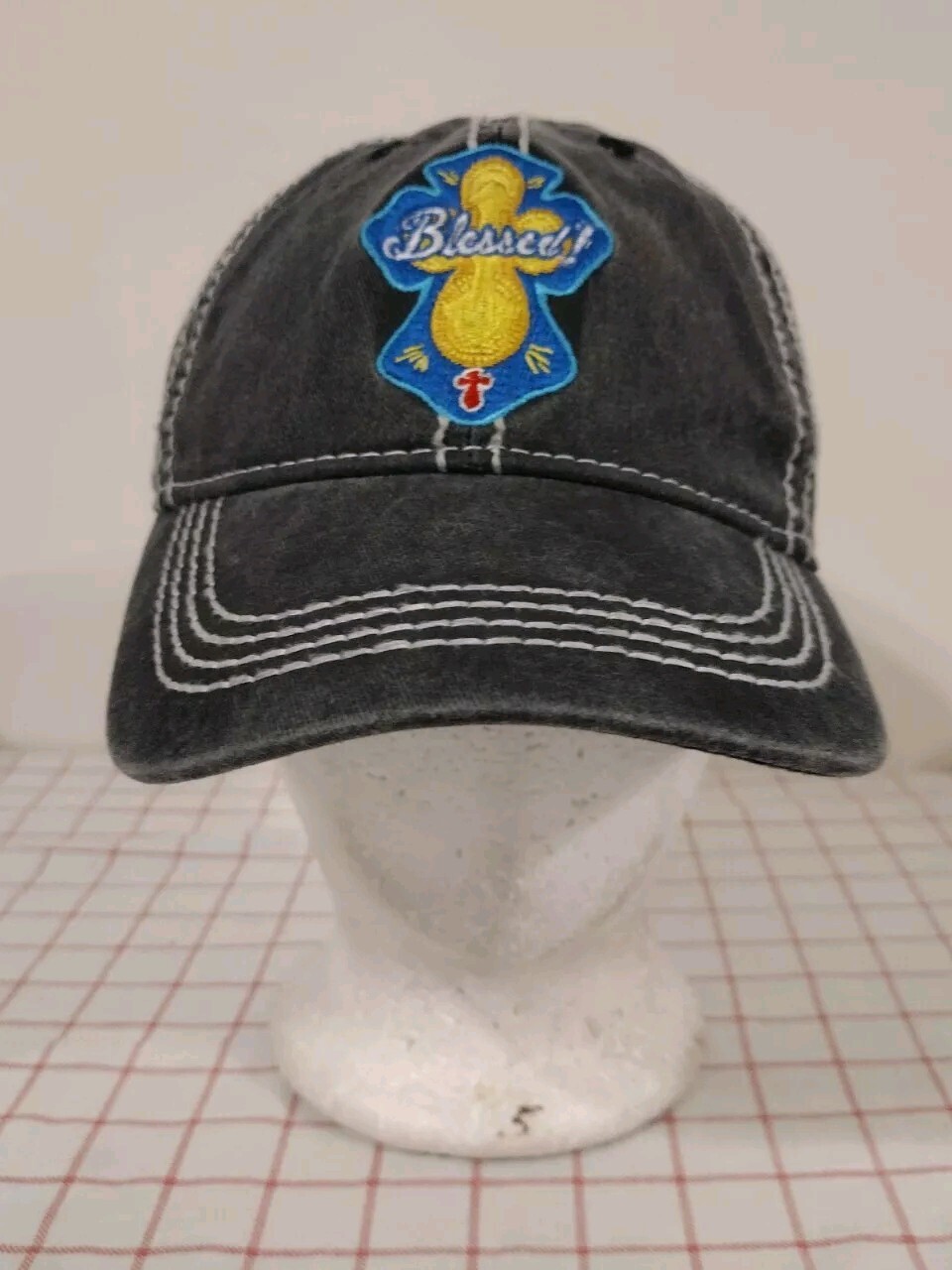 Trinity Cross Blessed Cap Hat Gray Adjustable Emb… - image 1