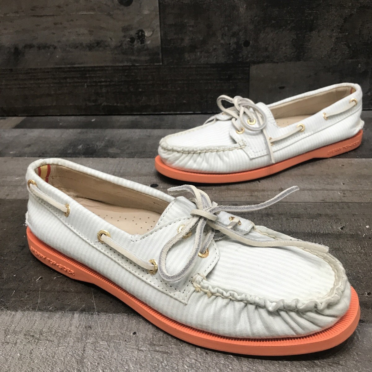 Sperry Top-Sider for J.Crew women's canvas blue/white slip-on boat