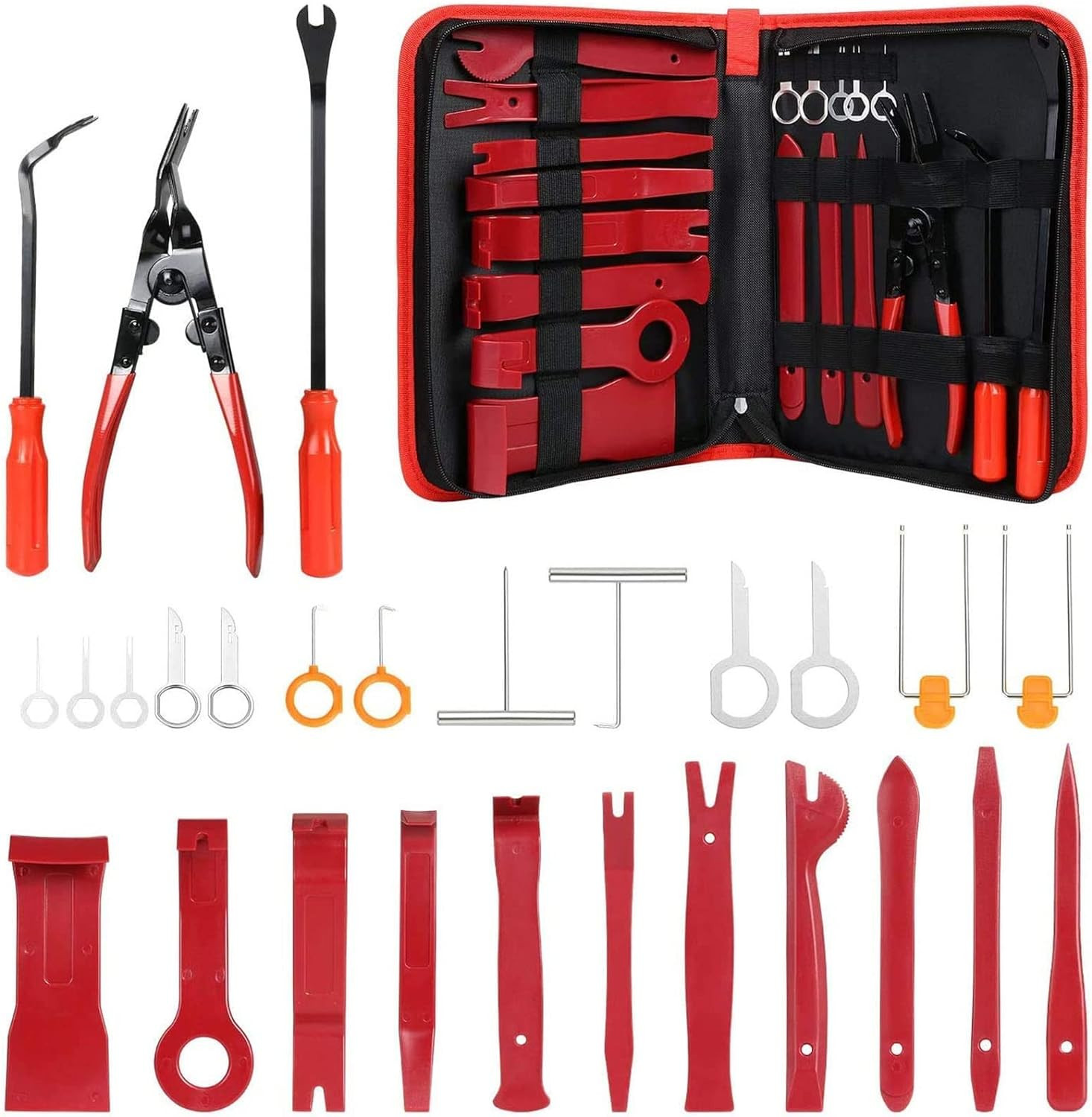 Outillage mecanique auto 27 pieces kit outil demontage garniture et decollage clips