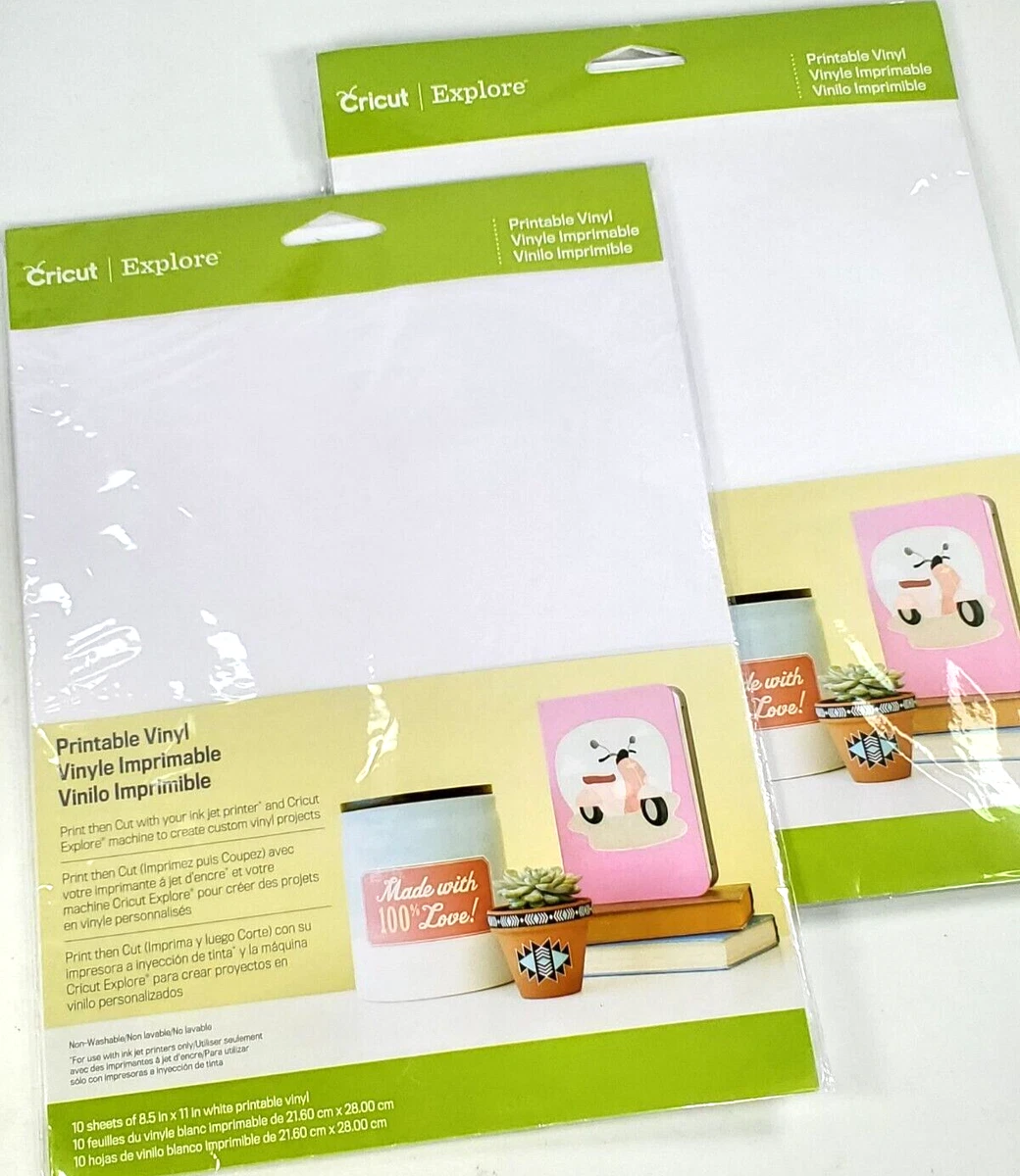 20 Sheets - Cricut WHITE Printable Vinyl 8.5 x 11 (2 PK x 10) Cricut  2002636 93573533167