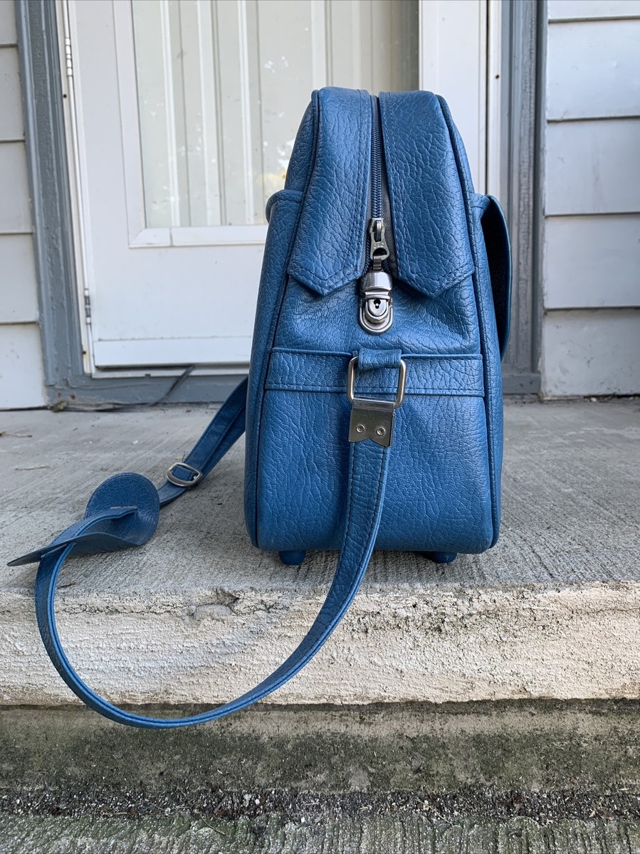 USA Vintage SEARS 60’s Travel Carry Bag SEARS VINTAGE RETRO 1960'S BLUE VINYL CARRY ON TRAVEL BAG | eBay