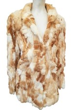 Real Coney Rabbit Fur Lady's Patchwork Style Vintage Coat Jacket Sz 14/16