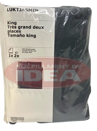 Brand New IKEA LUKTJASMIN Dark Gray King Duvet Cover and Pillowcase 004.425.31