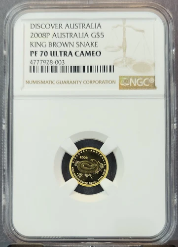 2008 AUSTRALIA GOLD 5 DOLLARS KING BROWN SNAKE NGC PF 70 ULTRA CAMEO RARE
