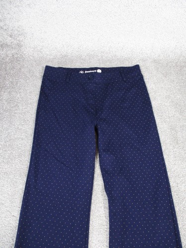 Betabrand Pants Womens Medium Petite Navy Blue Orange Polka Dots Ponte Pull On - Picture 2 of 10