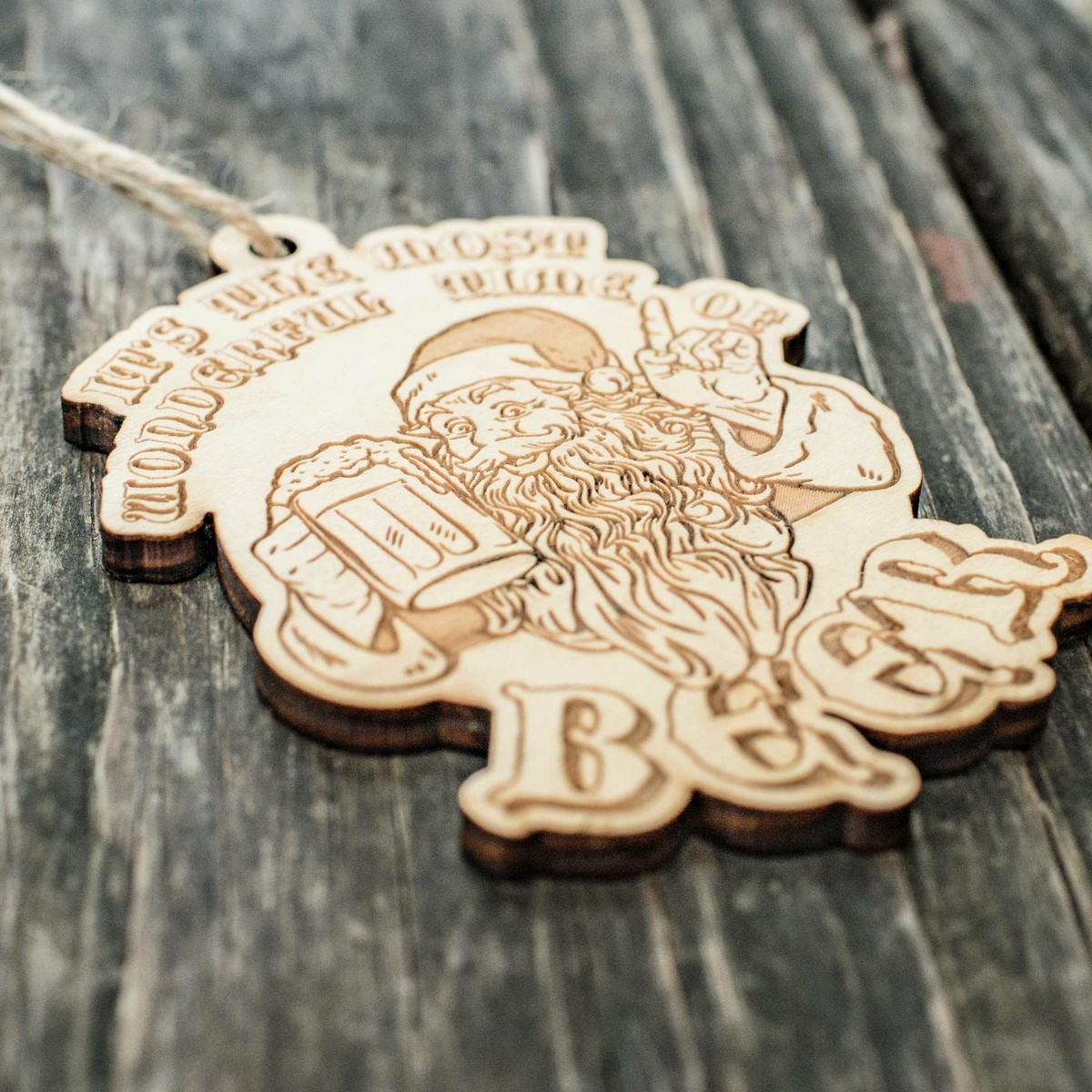 Ornament - It's the Most Wonderful Time of Beer - Raw Wood 3x4in Ornament - It's the Most Wonderful Time of Beer - Raw Wood 3x4in