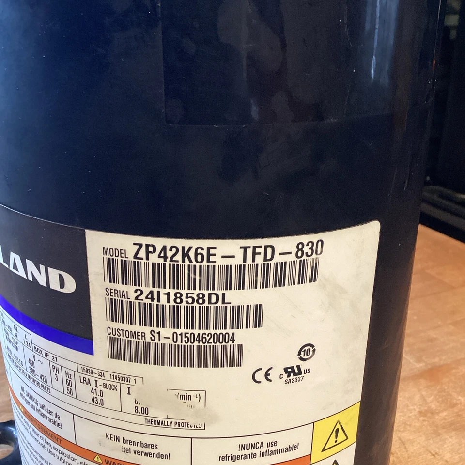 Compresor Copeland Scroll P/N# ZP42K6E-TFD-830 - 42000BTU CLIMATIZACIÓN AIRE ACONDICIONADO Foto 2 de 4