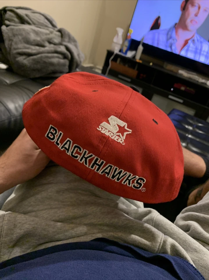 Vintage 80's/90s Chicago Blackhawks Starter NHL Hockey Fitted Hat 7 1/2 - Image 4 of 4