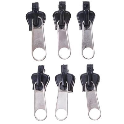 Zipper Replacement 6Pcs Black Fasteners Fix Zip Puller Zipper Repair Kit Repl...