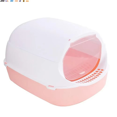 Kitty Sandbox Cat Litter Box Semi-Enclosed Splashproof Cat Tray Cat Toilet Clean