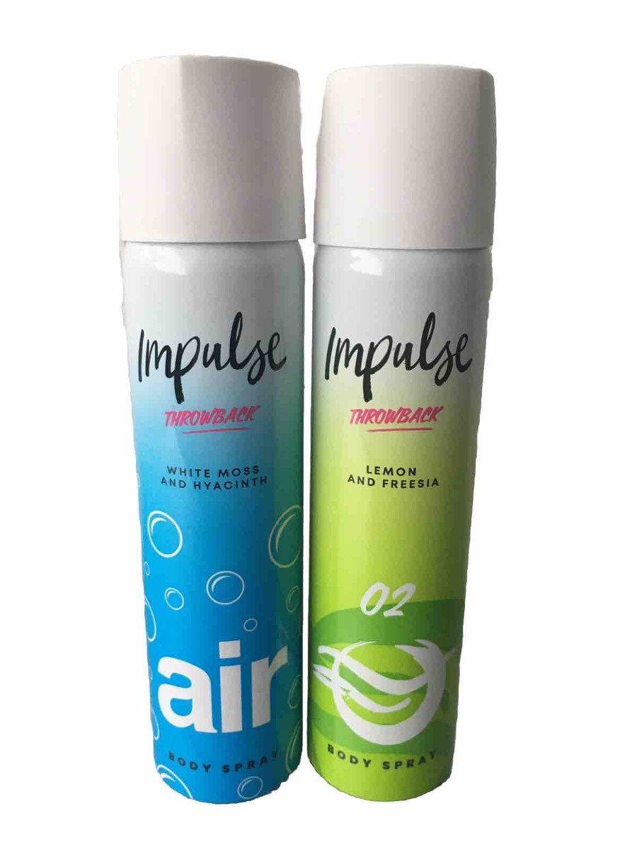 Impulse Throwback Body Sprays Air O2 75ml Cans