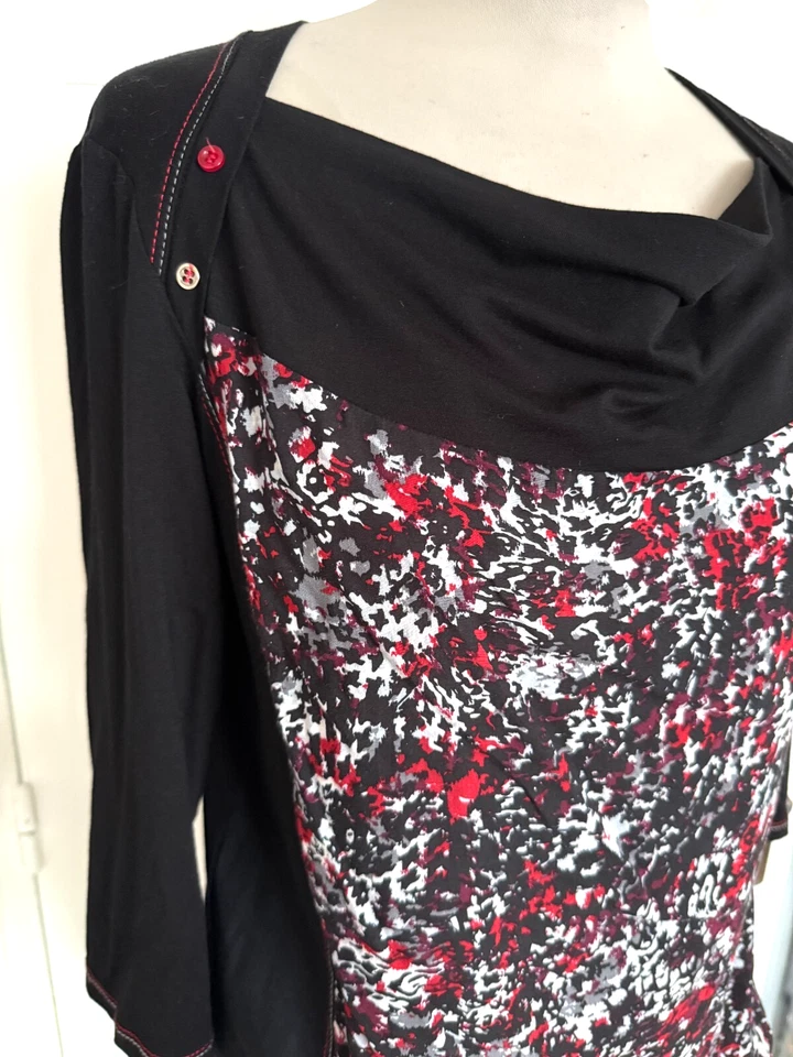 HAUT FLUIDE NOIRE+IMPRIME DEVANT CHRISTINE LAURE TAILLE 1/38 COM9 - Photo 3/4