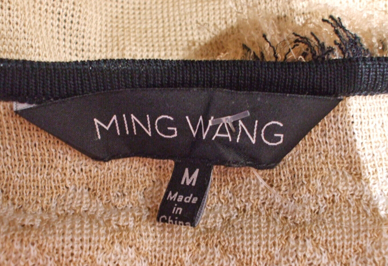 MING WANG sz M Beige Jeweled Cardigan Jacket Blac… - image 4