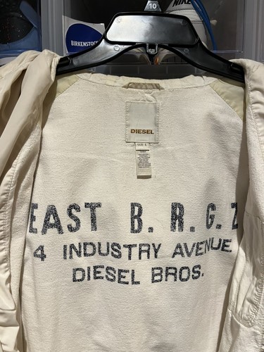 Vintage Diesel Bomber String Jacket Biker Full Zip Cream High Neck Men's Size L - Picture 6 of 6