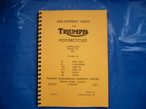 TRIUMPH PRE-UNIT PARTS BOOK FOR 1958  650 & 500 MODELS