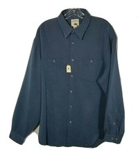Original Island Sport Shirt Mens L Large Blue Button Down Long Sleeve Pockets