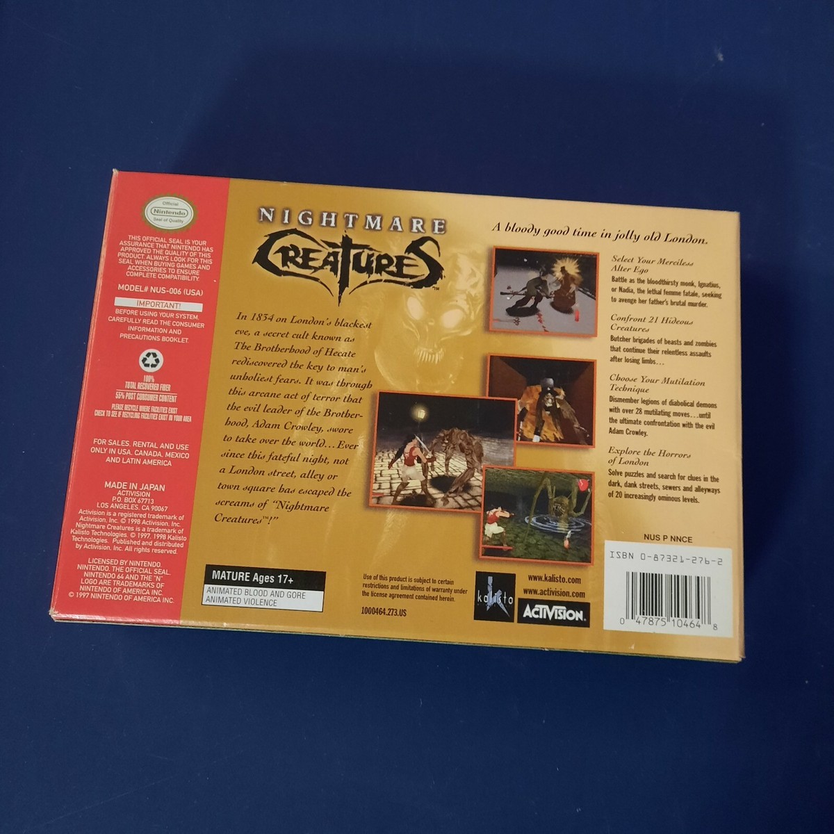 Nightmare Creatures (Nintendo 64) N64 - CIB- AUTHENTIC- RARE