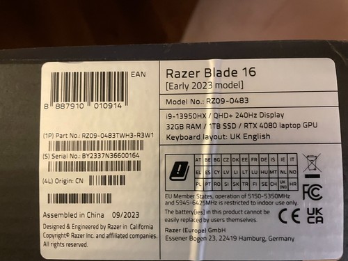 Razer Blade 16" - Intel Core i9 13th Gen 2.50 GHz, RTX 4080, 64GB RAM, 1TB SSD - Picture 10 of 11