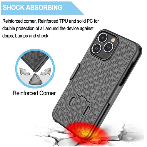 For iPhone 16 Pro Max/16 Pro/16 Plus/16 Case + Holster Belt Kickstand Clip Cover - Picture 4 of 7