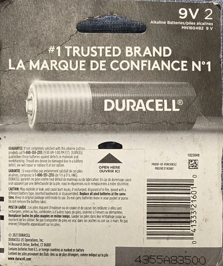 Pilhas alcalinas Duracell 9V pacote com 2 – Potência de longa duração – Exp. 03/2029 – Novo  - Imagem 2 de 2