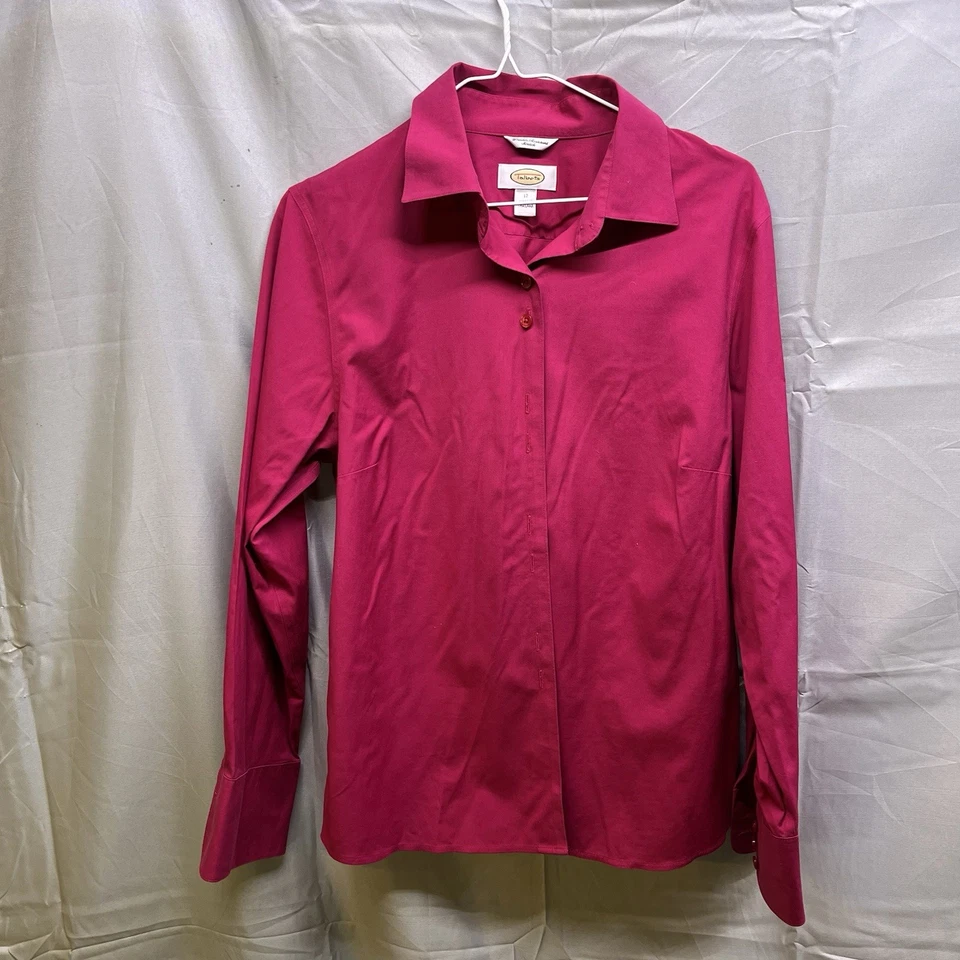 Blusa Camisa Talbots Resistente a Arrugas Botones Frontales Algodón Fucsia/Spandex Talla 12 Foto 4 de 4