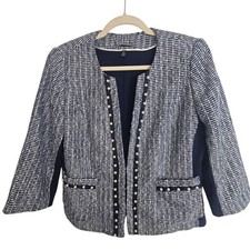 White House Black Market Blazer Crop Blazer Women 10 Blue Blazer Jacket Women