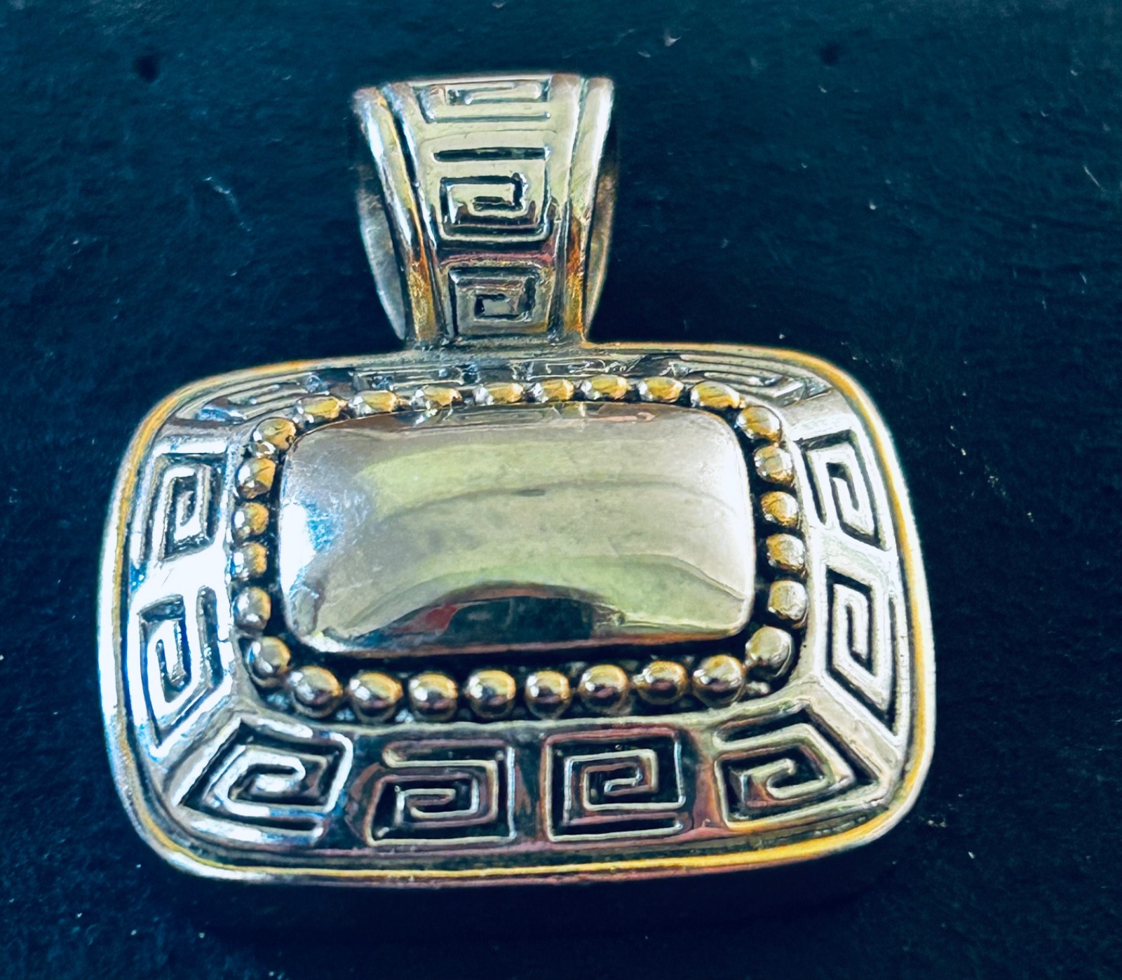 Vintage Silver And Gold Tones Rectangular Greek K… - image 2