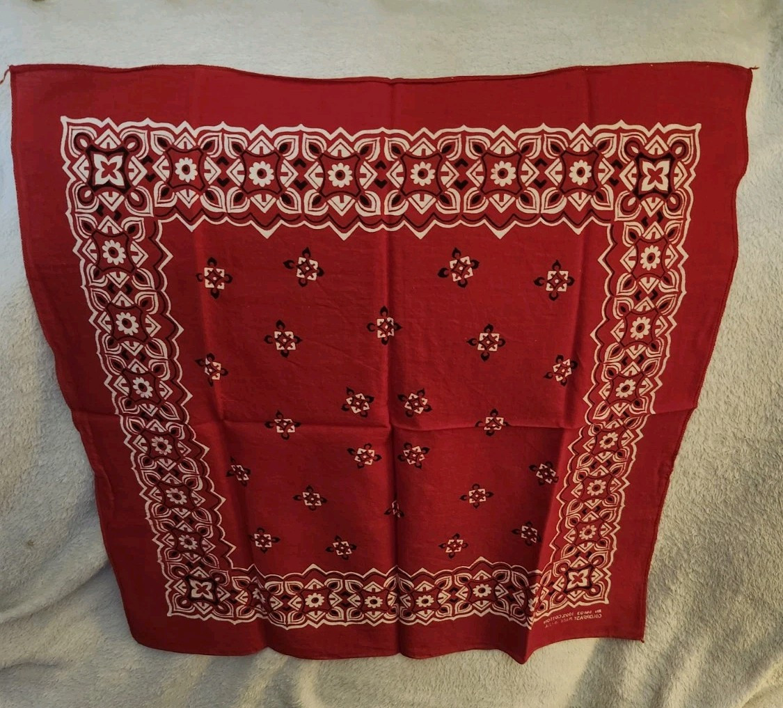 1960s Color Fast RN 14183 Red Hankerchief Bandana 20x20 inch | eBay