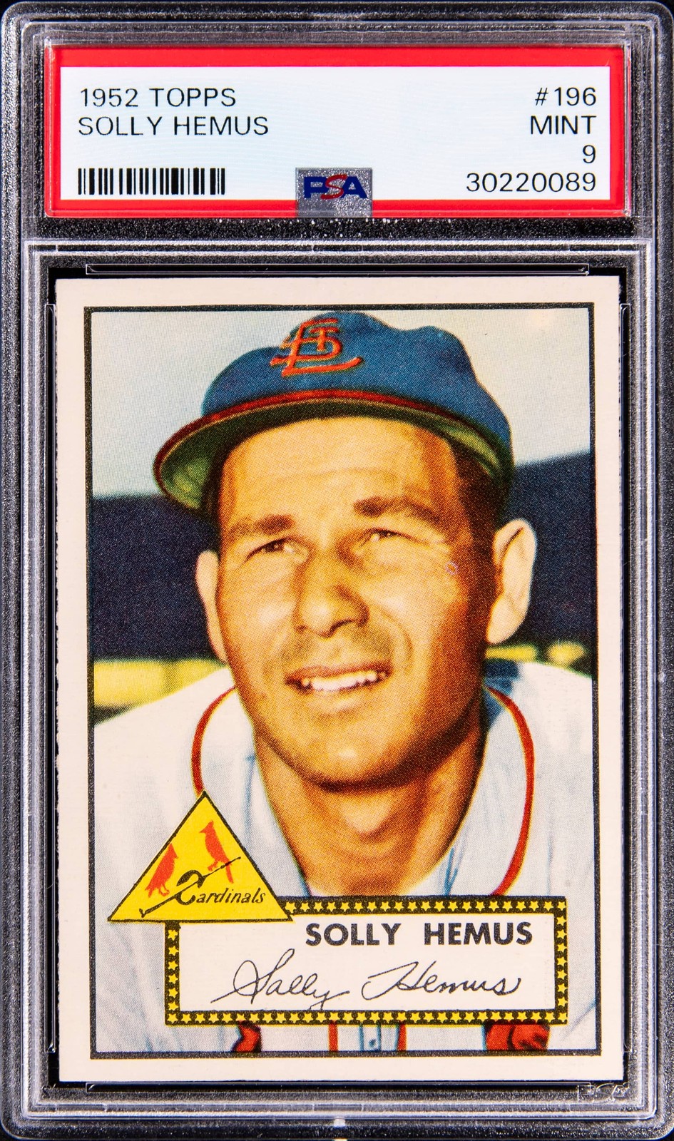 1952 Topps #196 Solly Hemus - PSA MINT 9 - Pop 13; Only One Higher PSA Copy