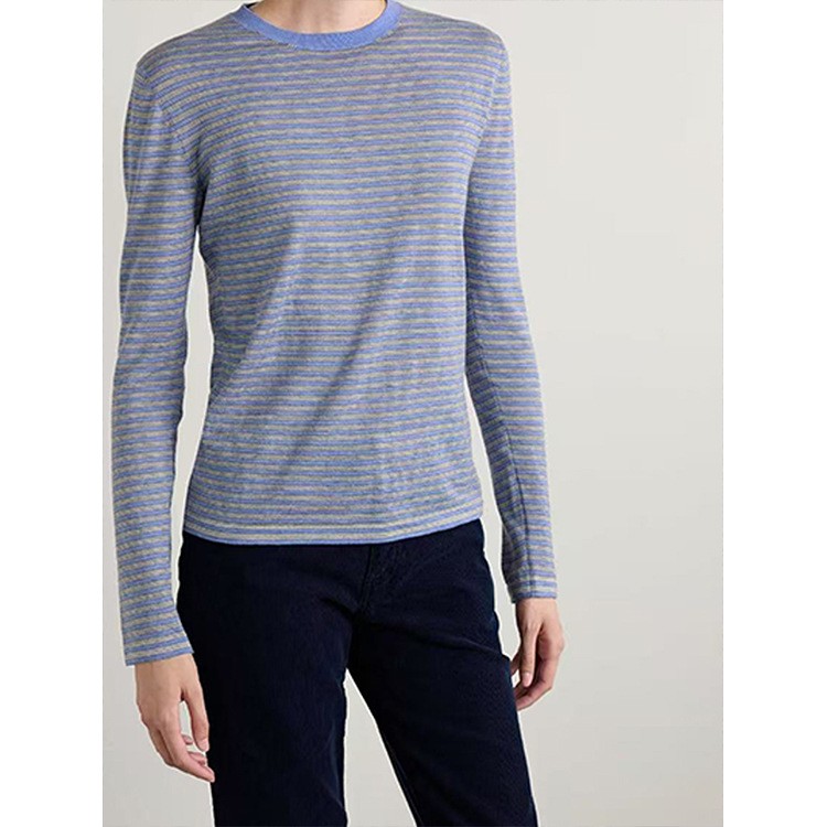 FILA Camicia donna THE ROW primavera estate cotone lavorato a maglia maniche lunghe girocollo ampia