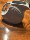 Fiesta gray ceramic pitcher pottery glossy solid round with handles