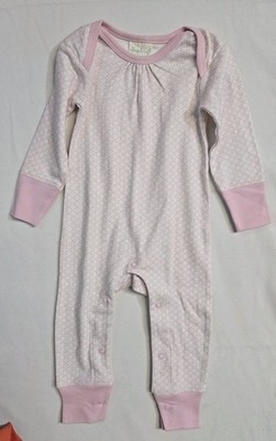 Sapling Baby One Piece  Organic Cotton Romper 3-6 Months  White Pink 