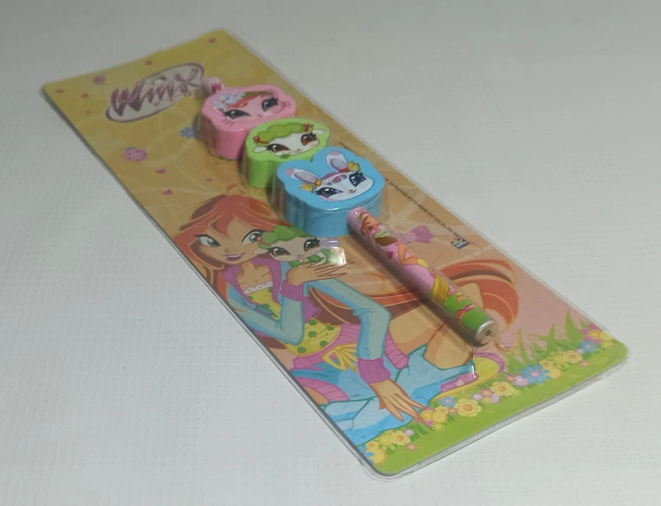 TRIDIMENSIONAL 2009 RAINBOW WINX CLUB PENCIL & ERASER STATIONERY SET - Image 3 of 4