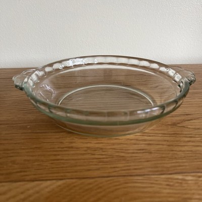 Vintage 50 s Pyrex Clear Glass Pie Dish with Fluted Edge Small Rarität 1 Pint Size 