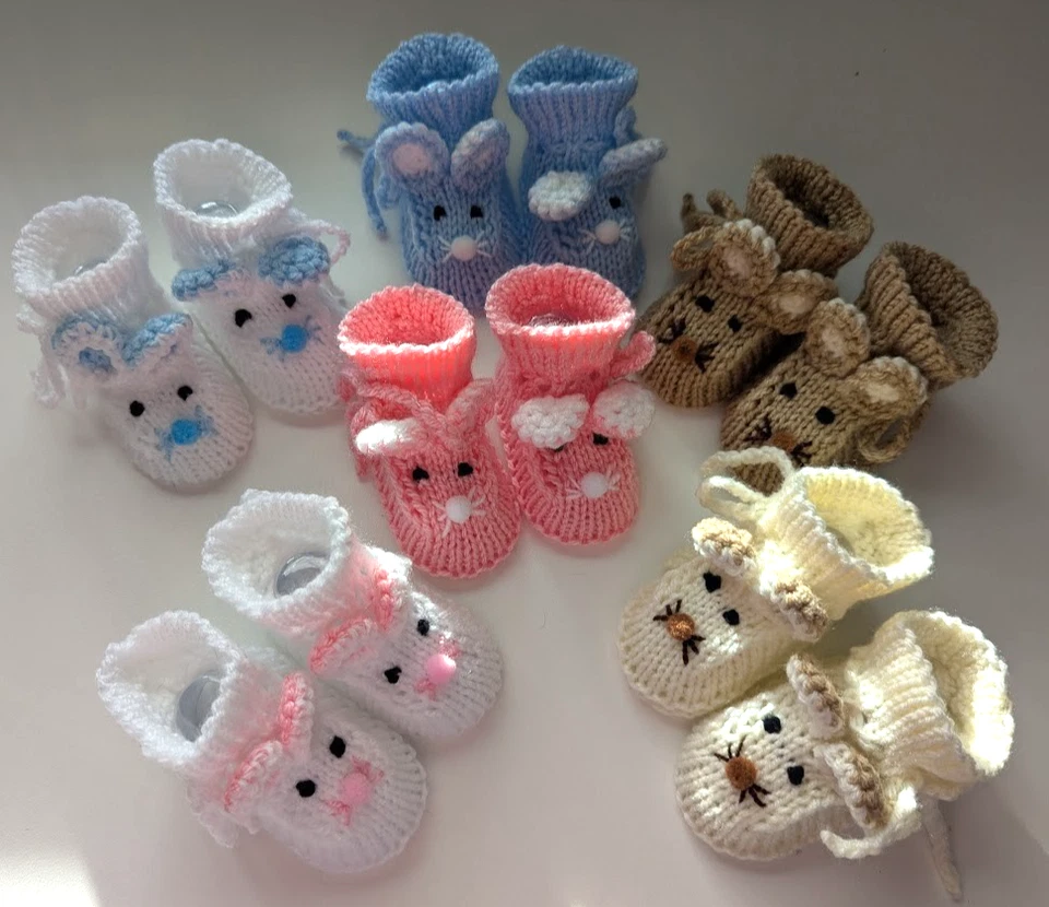 Babyschuhe Erstlingsschuhe Maus gestrickt  Größe und Farbe wählen - Bild 1 von 1