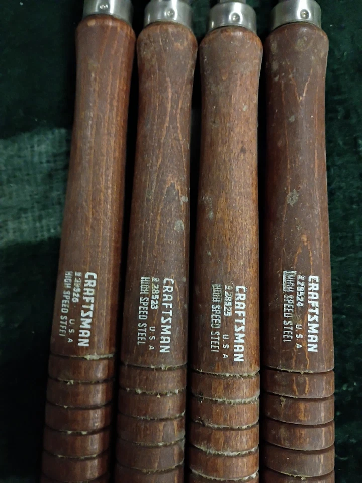  复古 Craftsman 美国高速钢制车床木质车削凿子 4 件套 — 第 3/3 张图片