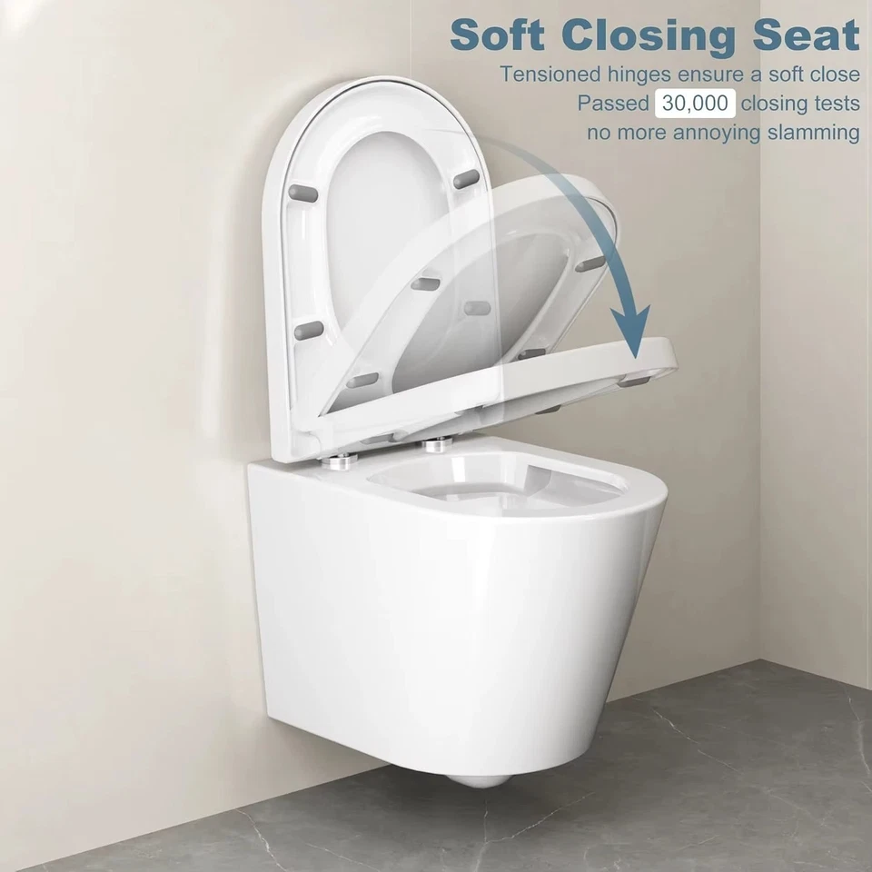 D-förmiger WC-Sitz | Slim Design | Soft-Close & Quick Release | Weiß - Bild 3 von 4