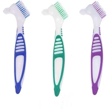 3 Pcs Denture Cleaning Brush Portable Cleaning Brush False Teeth Brushes for Den