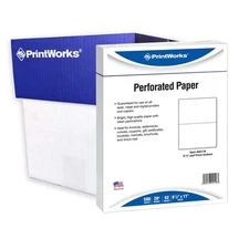 PrintWorks Professional 2500 Sheets 8.5x11 White Perforated Paper 20lb