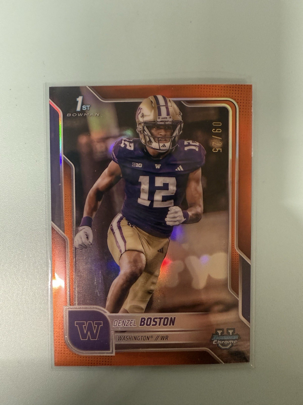 2025 1st Bowman Chrome U Football Denzel Boston Orange 13/25 Washington Huskies