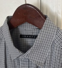 Theory Grey Plaid Dress Shirt M 15 X 33